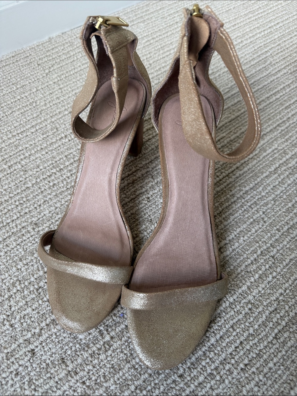 Joie Gold Ankle-Strap Heels